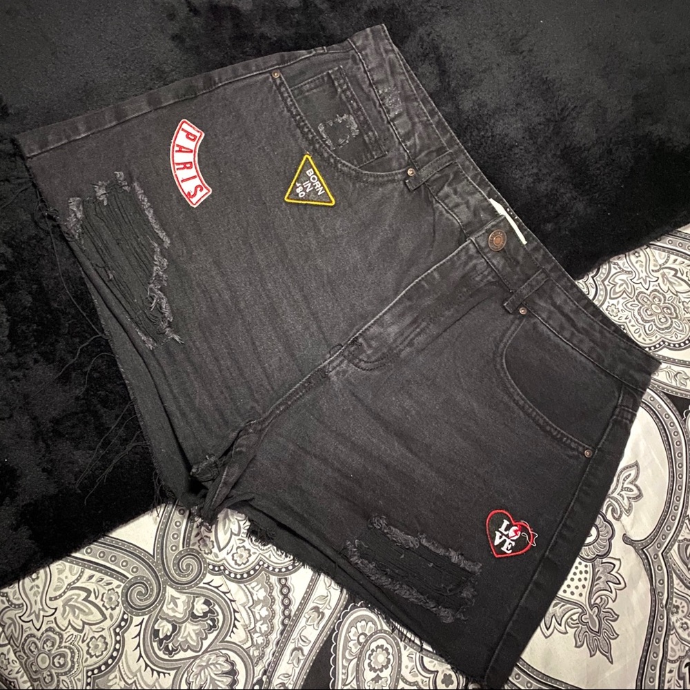 Forever 21 High-Waist Black Denim Shorts
